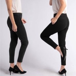 Betabrand Black Textured Stripe Ankle Zip Cigarette Dress Pant Size Small